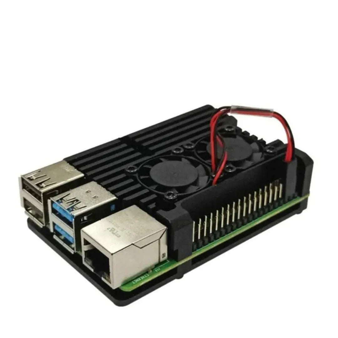 Official Raspberry Pi 4 Metal Aluminum Case with Dual Cooling Fans (Black)