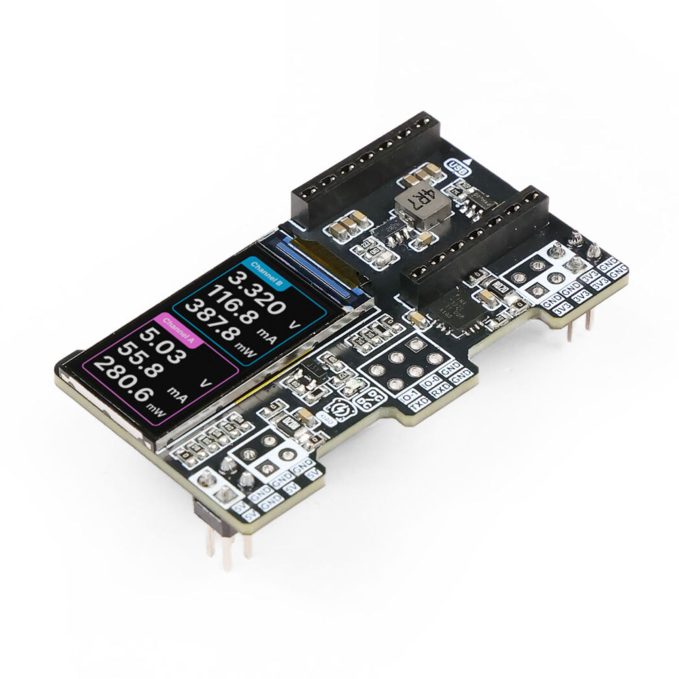 XIAO PowerBread – Breadboard Power Supply & Meter with XIAO Color LCD for 5V/3.3V Rails